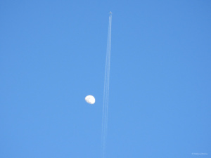 blue sky with moon and plane, 09.03.25